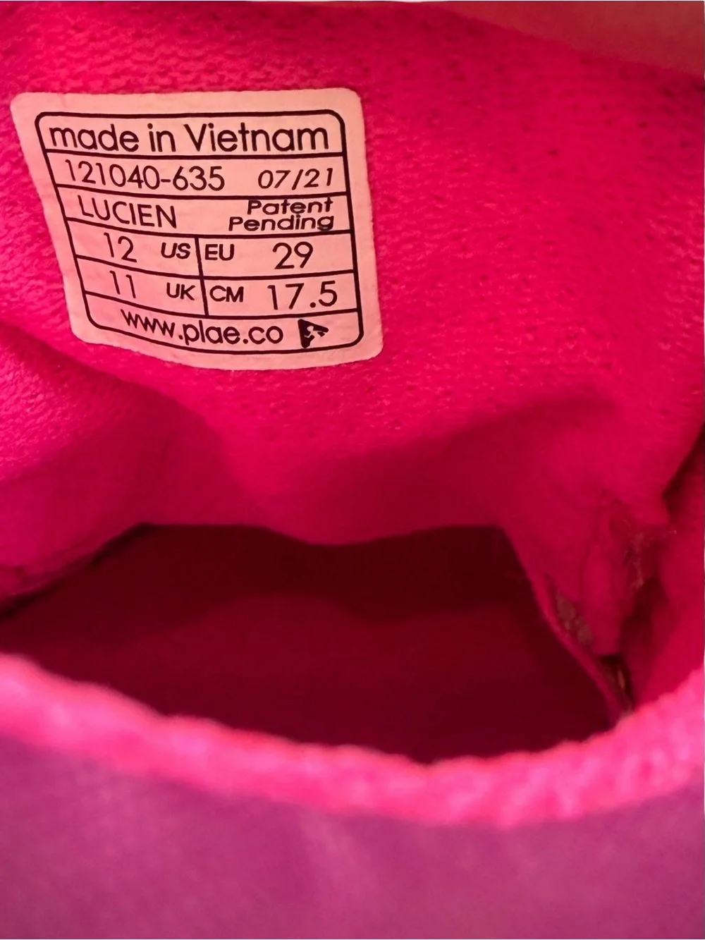 PLAE Lucien Magenta Pink Velcro Sneakers Sz 12